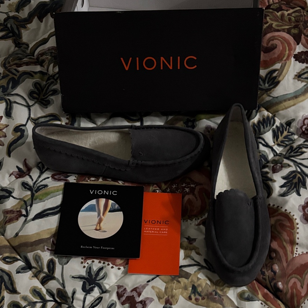 Vionic Gray Suede Moccasin Slip-Ons